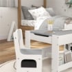 SET TAVOLINO PER BAMBINI E 2 SEDIE, PIANO DEL TAVOLO 2 IN 1 CON LAVAGNA E CONTENITORI, GRIGIO