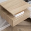 SET DA 2 COMODINI MODERNI SOSPESI CON CASSETTO E RIPIANO IN LEGNO 35X32X22.5CM, ROVERE