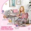 SET SCRIVANIA PER BAMBINI CON SEDIA REGOLABILE IN ALTEZZA E PIANO INCLINABILE, ETÀ 6-12 ANNI, ROSA