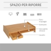 SUPPORTO MONITOR CON SPAZIO PER MOUSE E TASTIERA E RIPIANO CON CUBO PORTAOGGETTI, IN BAMBÙ, 49X25.5X11.5 CM