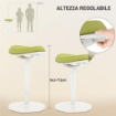 SGABELLO ERGONOMICO E IMBOTTITO AD ALTEZZA REGOLABILE CON INCLINAZIONE A 5°, 42.5X35.5X56.5-71.5 CM, VERDE