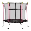 TAPPETO ELASTICO PER BAMBINI 3-10 ANNI CON RETE DI SICUREZZA E CORDE ELASTICHE, TRAMPOLINO DA GIARDINO F160X163.5ACM ROSA E NERO