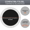 TAPPETO ELASTICO DI RICAMBIO PER TRAMPOLINO DA 3M CON 8 CUCITURE E RIVESTIMENTO ANTI UV, NERO