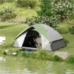 TENDA DA CAMPEGGIO 3 POSTI CON FINESTRA A RETE, IN POLIESTERE, FIBRA DI VETRO E PE, 210X150X110 CM, GRIGIO E VERDE