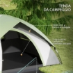 TENDA DA CAMPEGGIO 3 POSTI CON FINESTRA A RETE, IN POLIESTERE, FIBRA DI VETRO E PE, 210X150X110 CM, GRIGIO E VERDE