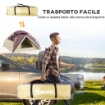 TENDA DA CAMPEGGIO 2 POSTI CON 2 FINESTRE E GANCIO, IN POLIESTERE E FIBRA DI VETRO, 225X190X130 CM, CACHI