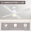 VENTILATORE DA SOFFITTO CON LUCE LED, 3 VELOCITÀ E MOTORE REVERSIBILE, Ø130CM, BIANCO E LEGNO