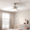 VENTILATORE DA SOFFITTO CON LUCE LED, 3 VELOCITÀ E MOTORE REVERSIBILE, Ø130CM, ARGENTO E LEGNO