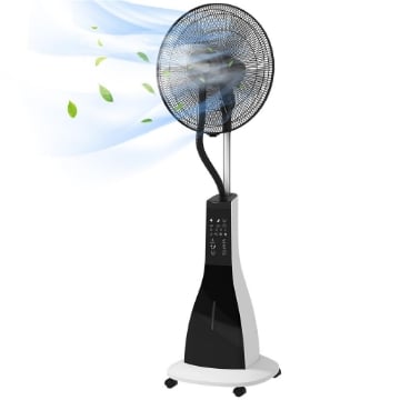 VENTILATORE NEBULIZZATORE CON SERBATOIO 3L, 3 MODALITÀ E 3 VELOCITÀ, 44.5X38.5X120 CM, BIANCO E NERO