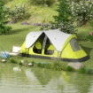 TENDA DA CAMPEGGIO 4 POSTI CON 2 SPAZI SEPARATI, IN POLIESTERE E FIBRA DI VETRO, 450X215PX180 CM, VERDE