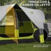 TENDA DA CAMPEGGIO 4 POSTI CON 2 SPAZI SEPARATI, IN POLIESTERE E FIBRA DI VETRO, 450X215PX180 CM, VERDE