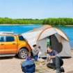 TENDA PER AUTO IMPERMEABILE A 3 PORTE IN POLIESTERE, PE E FIBRA DI VETRO, 239X210X210 CM, GRIGIO E ARANCIONE