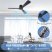 VENTILATORE DA SOFFITTO REVERSIBILE A 3 PALE CON 6 VELOCITÀ, TIMER FINO 8 ORE E TELECOMANDO, NERO