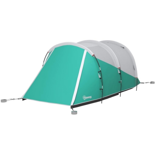 TENDA DA CAMPEGGIO 2-4 POSTI IMPERMEABILE A TUNNEL CON BORSA DI TRASPORTO, 460X260X190 CM, VERDE