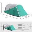 TENDA DA CAMPEGGIO 2-4 POSTI IMPERMEABILE A TUNNEL CON BORSA DI TRASPORTO, 460X260X190 CM, VERDE