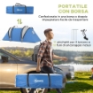 TENDA DA CAMPEGGIO 2 POSTI IMPERMEABILE CON 2 STANZE BORSA DI TRASPORTO, 220X450X180 CM, BLU