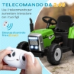 TRATTORE ELETTRICO PER BAMBINI 3-6 ANNI CON RIMORCHIO RIMOVIBILE, BATTERIA 12V E TELECOMANDO, VERDE