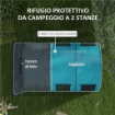 TENDA DA CAMPEGGIO 5 POSTI IMPERMEABILE CON ZONA NOTTE E GIORNO, IN POLIESTERE, 480X260X200 CM, GRIGIO E BLU