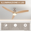 VENTILATORE DA SOFFITTO CON LUCE LED BIANCA A 6 VELOCITÀ E TIMER, IN METALLO E ACRILICO, Ø132 X 43A CM