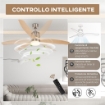 VENTILATORE DA SOFFITTO CON LUCE LED BIANCA A 6 VELOCITÀ E TIMER, IN METALLO E ACRILICO, Ø132 X 43A CM