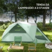 TENDA DA CAMPEGGIO 4 POSTI IMPERMEABILE CON ZONA NOTTE E ZONA GIORNO, IN POLIESTERE, 430X300X190 CM, GRIGIO