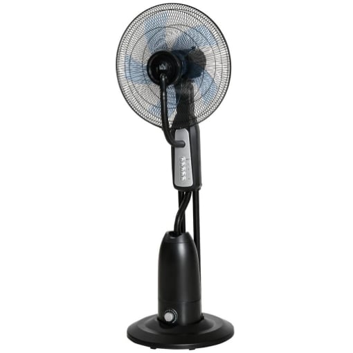 VENTILATORE NEBULIZZATORE 90W A 4 RUOTE CON SERBATOIO 2.8L E 4 VELOCITÀ, IN METALLO, PE E ABS, 44.5X38.5X120 CM
