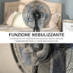 VENTILATORE NEBULIZZATORE 90W A 4 RUOTE CON SERBATOIO 2.8L E 4 VELOCITÀ, IN METALLO, PE E ABS, 44.5X38.5X120 CM