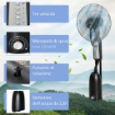 VENTILATORE NEBULIZZATORE 90W A 4 RUOTE CON SERBATOIO 2.8L E 4 VELOCITÀ, IN METALLO, PE E ABS, 44.5X38.5X120 CM