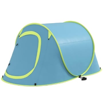 TENDA DA CAMPEGGIO POP UP IMPERMEABILE CON ACCESSORI E BORSA DI TRASPORTO, 245X148X105 CM, BLU