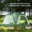 TENDA DA CAMPEGGIO 4 POSTI IMPERMEABILE CON ZONA NOTTE E ZONA GIORNO, IN POLIESTERE, 460X300X200 CM, VERDE