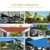 TENDA DA SOLE TRIANGOLARE ANTI-UV E TRASPIRANTE CON GANCI A D, IN HDPE, 5X5X5 M, BIANCA E BLU