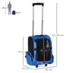 TRASPORTINO ZAINO 2 IN 1 PER CANI E GATTI CON TASCHE E MANIGLIA TELESCOPICA, 42X25X55CM, BLU