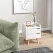 COMODINO DAL DESIGN MODERNO BIANCO CON CASSETTI E PIEDINI IN LEGNO