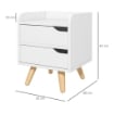 COMODINO DAL DESIGN MODERNO BIANCO CON CASSETTI E PIEDINI IN LEGNO