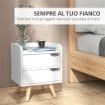 COMODINO DAL DESIGN MODERNO BIANCO CON CASSETTI E PIEDINI IN LEGNO