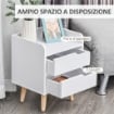 COMODINO DAL DESIGN MODERNO BIANCO CON CASSETTI E PIEDINI IN LEGNO