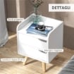 COMODINO DAL DESIGN MODERNO BIANCO CON CASSETTI E PIEDINI IN LEGNO