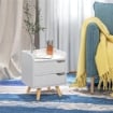 COMODINO DAL DESIGN MODERNO BIANCO CON CASSETTI E PIEDINI IN LEGNO