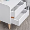 COMODINO DAL DESIGN MODERNO BIANCO CON CASSETTI E PIEDINI IN LEGNO