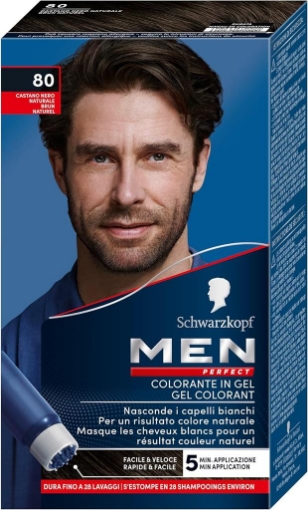 SCHWARZKOPF MEN PERFECT TINTA PER CAPELLI, IN GE PER UOMO EFFETTO NATURALE DURA 28 SHAMPOO 80 CASTANO NERO NATURALE