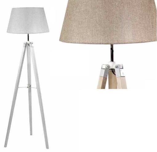 LAMPADA A PIANTANA 134,5 CM CON STRUTTURA IN LEGNO E AMPIO CAPPELLO COLORI ASSORTITI OKX