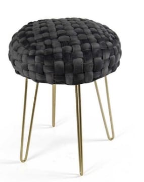 POUF PORTO IN VELLUTO CON GAMBE DORATE E TOP NERO 35 X H 43 CM OKX