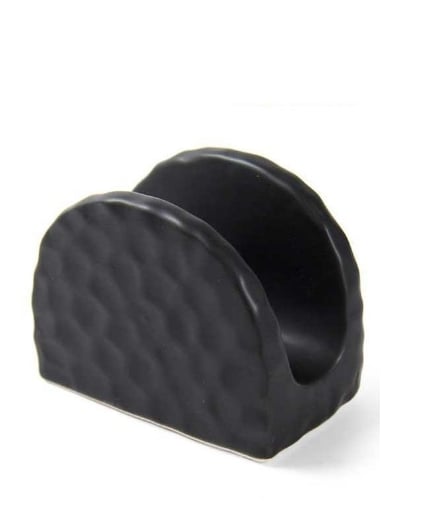 PORTA TOVAGLIOLI NERO IN CERAMICA MODELLO ONDULATO 10X6X8 CM NERO OKX