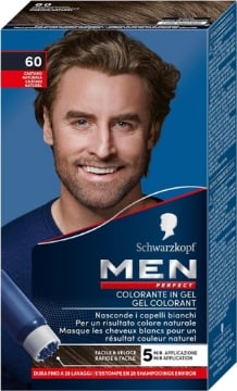 SCHWARZKOPF MEN PERFECT TINTA COLORANTE IN GEL COPERTURA DEI CAPELLI BIANCHI EFFETTO NATURALE 60 CASTANO NATURALE OKX