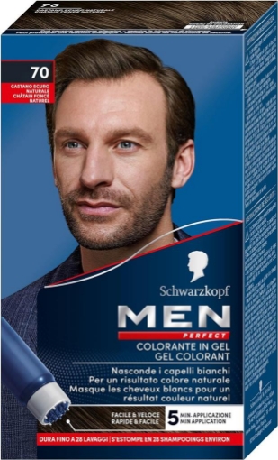 SCHWARZKOPF MEN PERFECT TINTA COLORANTE IN GEL RISULTATO FINO A 28 SHAMPOO 70 CASTANO SCURO NATURALE OKX