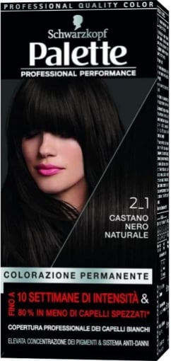 SCHWARZKOPF PALETTE TINTA PER CAPELLI PROFESSIONALE COPERTURA DEI CAPELLI BIANCHI ANTI-DANNI 2-1 CASTANO NERO NATURALE OKX