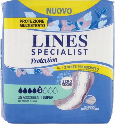 LINES SPECIALIST PROTECTION SUPER ASSORBENTI PER PERDITE 15 PZ MORBIDO TRIPLO STRATO OKX