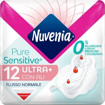 NUVENIA ASSORBENTE PURE SENSITIVE ULTRA CON ALI SUPERFICIE DELICATA PER PELLI SENSIBILI 12 PZ OKX