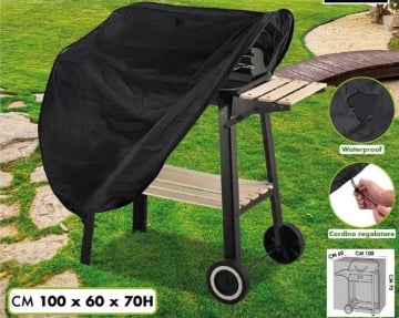 COPERTURA PROTETTIVA PER BARBECUE RETTANGOLARE 100 X 60 X 70H CM COLORE NERO WATERPROOF OKX
