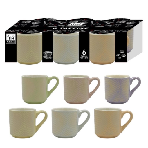 SET 6 TAZZINE CAFFÈ FANTASIA A RIGHINE MULTICOLOR OKX